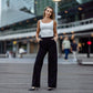 Women’s Black Stretch Wide Leg Pants High Waist