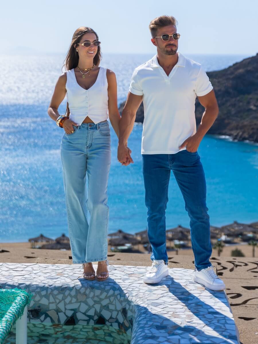 Mens Stretch Jeans and Athletic Polo Shirt  - Kojo Fit