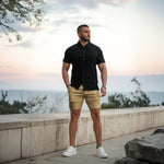 Mens 7" Khaki Chino Shorts Slim Stretch Fit