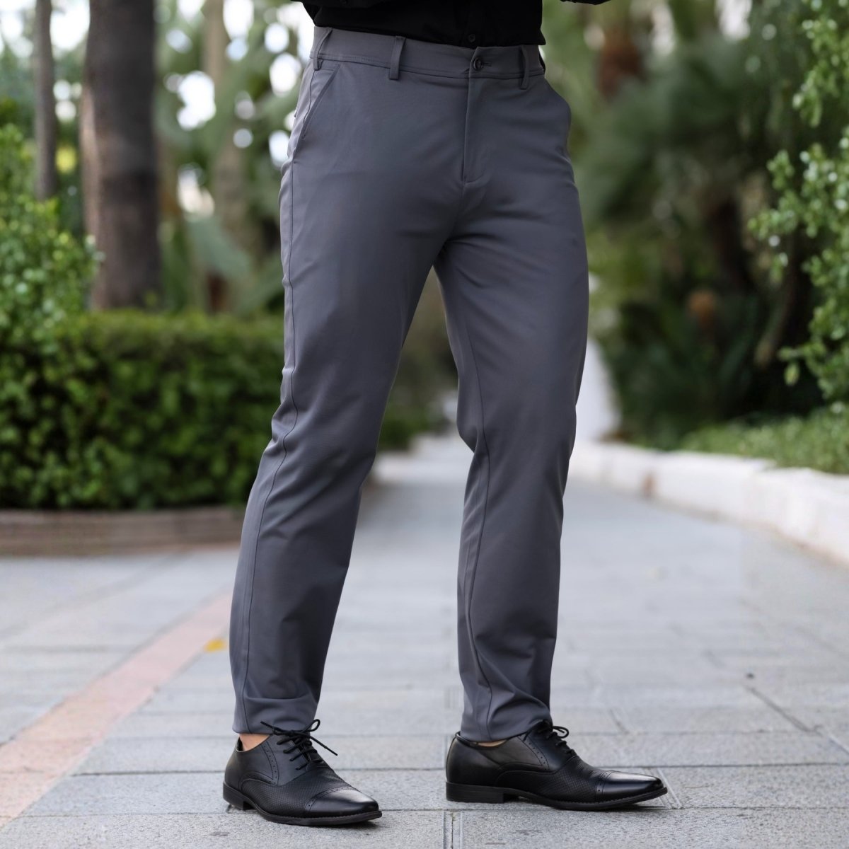 Dark Gray Muscle Fit Trousers | Kojo Fit