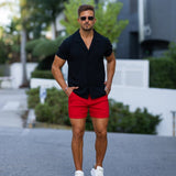 Havana Cuban Collar Stretch Knit Shirt - Black