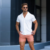Havana Cuban Collar Stretch Knit Shirt - White