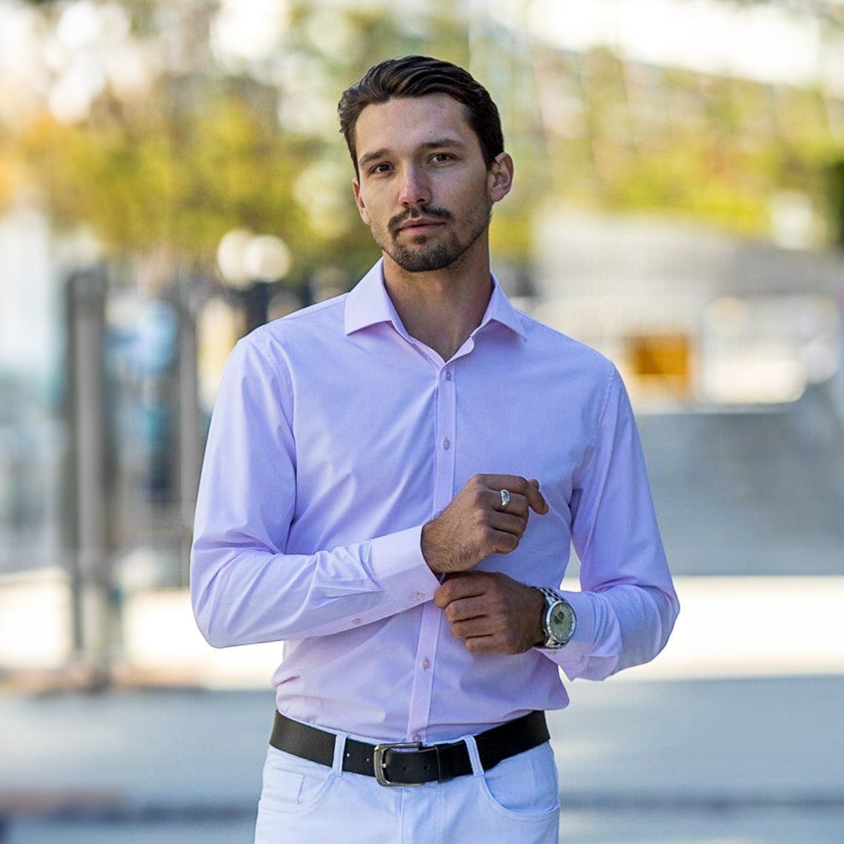 Pink Athletic Fit Dress Shirt | Kojo Fit