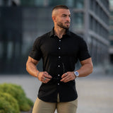 Performance Linen Short Sleeve Shirt - Black