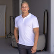 White Muscle Fit Polo Shirt Breathable Rayon Stretch