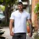 White Muscle fit polo for bodybuilders breathable stretch lightweight