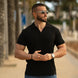 Stylish Black Open Collar Polo Stretch Shirt