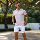 Stretch Knit Polo - Blush Pink