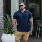 classy muscle fit outfit ideas how to find shirts for bodybuilders navy blue polo