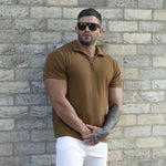 Best Fitting buttonless polo shirt muscles and gym guys