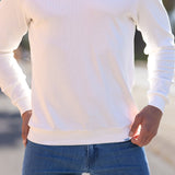 Stretch Knit Long Sleeve Polo - White