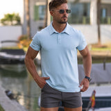 Classic Stretch Knit Polo - Sky Blue