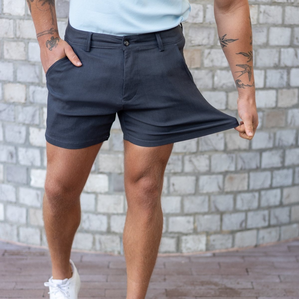 Stretch Formal Mens Shorts Dark Grey