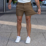 Mens Stylish Brown Dress Shorts With Stretch Comfort