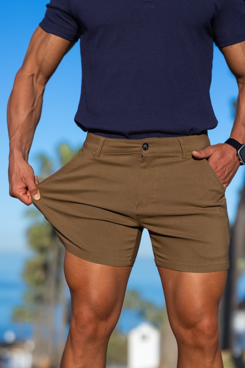 Mens Stretch Chino Shorts with shorter length and fitted look by Kojo fit