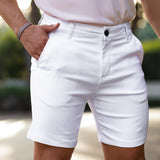 Mens Slim Fit Dress White Chino Shorts 7 inch inseam length | Kojo Fit