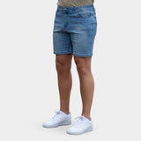 Mens Blue Slim Fit Denim Shorts 7 inch inseam