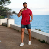 7" Muscle Fit Denim Shorts Stretch Dark Blue