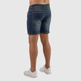 Dark Blue Muscle Fit Denim Shorts