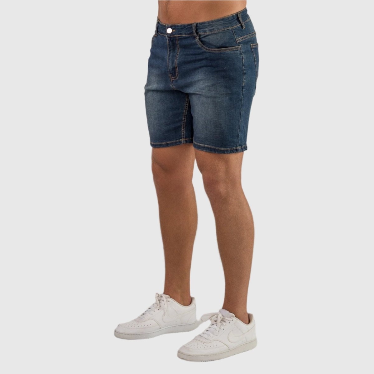 Mens Stretch Dark Blue Jeans Shorts