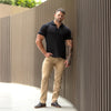 Muscle fit tan brown chino pants for muscular thighs 