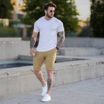 Stylish men’s slim fit stretch chino shorts outfit