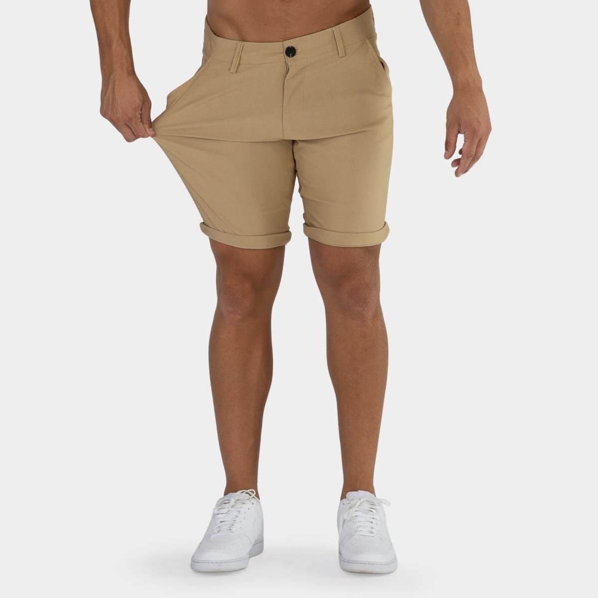 Stretch Brown Mens Chino Shorts | Kojo