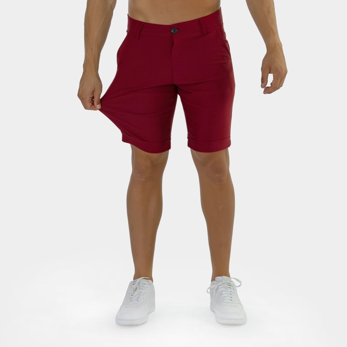 Wine Red Dress Shorts | Kojo Fit