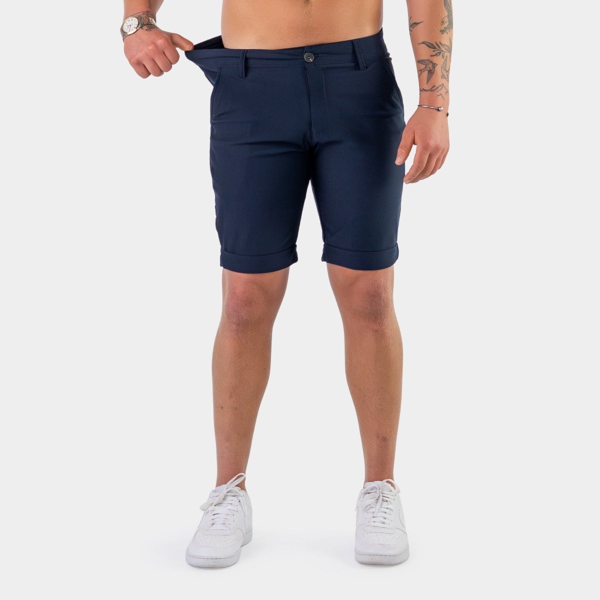 Stretch Waist Navy Chino Shorts | Kojo Fit