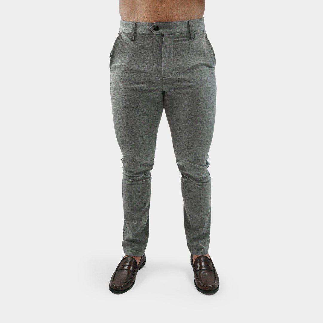 Mens Grey Formal Chinos Stretch Muscular Gym Legs