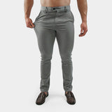 Mens Stretch Grey Formal Bodybuilder Trousers 