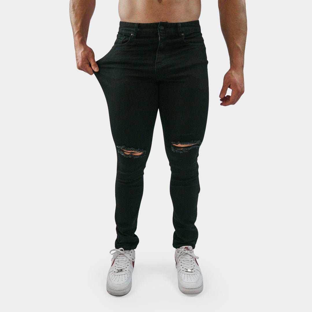 Stretch Mens Jeans That Fit Big Legs Black 