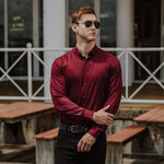 Mens Burgundy Wine Slim Fit Dress Shirt Bamboo