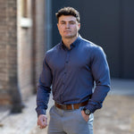 Mens Charcoal Grey Bodybuilder Button Up Shirt