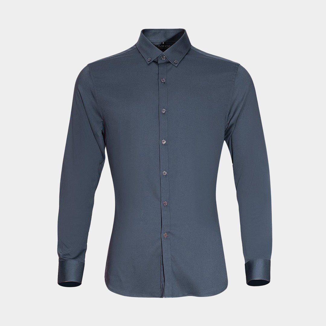 Mens Grey Muscle Fit Dress Shirt