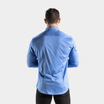 Mens Blue Athletic Cut Dress Shirt