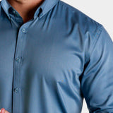 Bamboo Satin Stretch Shirt - Steel