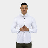 Mens White Muscle Fit Button-Up Shirt