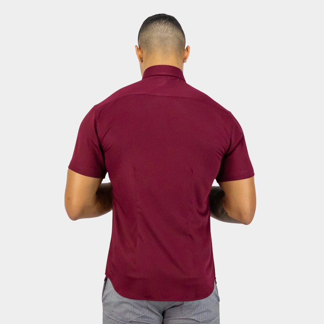 Mens Burgundy Muscle Fit Short Sleeve Shirt