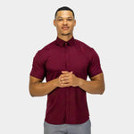 Mens Athletic Fit Burgundy Bamboo Short Sleeve Shirt