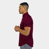 Mens Burgundy Bamboo Short Sleeve Button Up Shirt