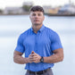 Mens Blue Muscle Fit Short Sleeve Shirt