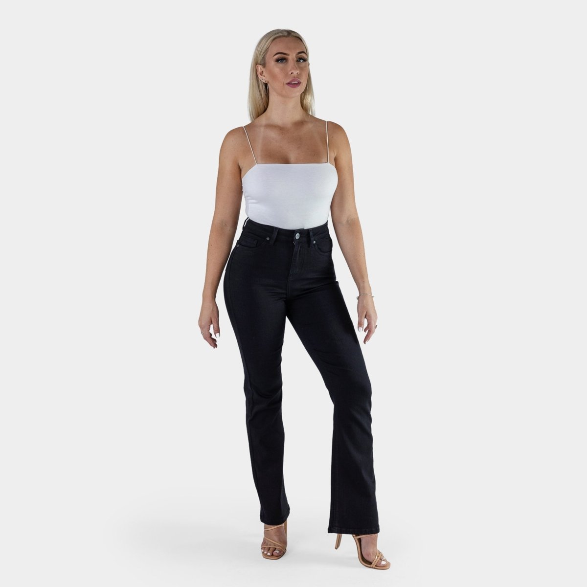 Black Stretch Flare Bootleg Womens Jeans