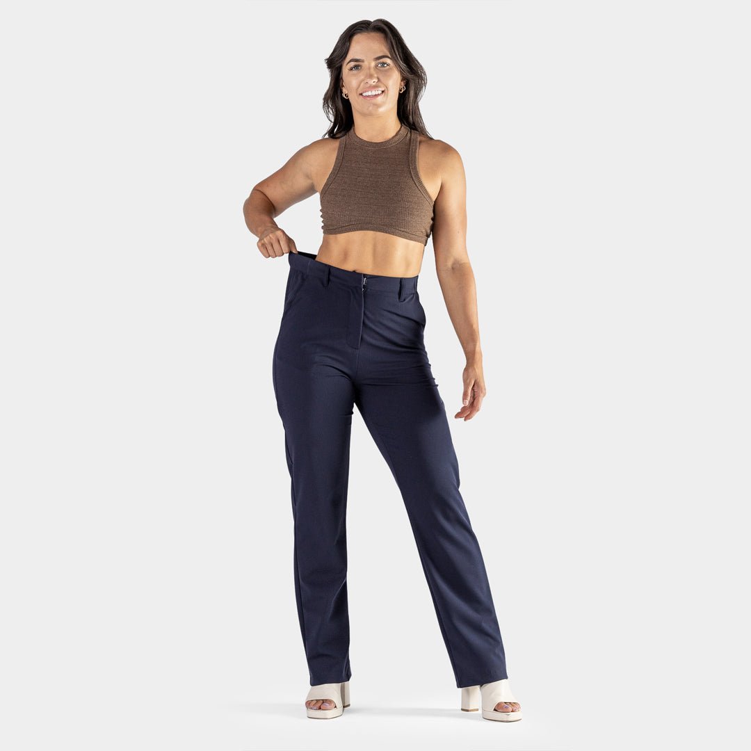 Stretch Waist Navy Womens Dress Pants