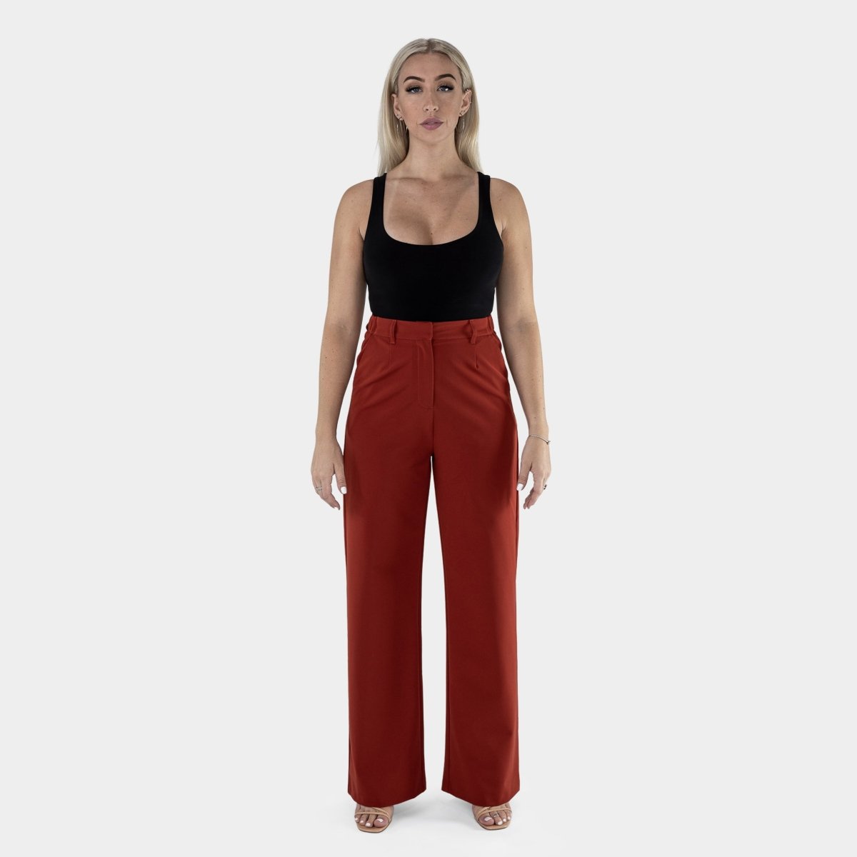 Red High Waist Pants Womens