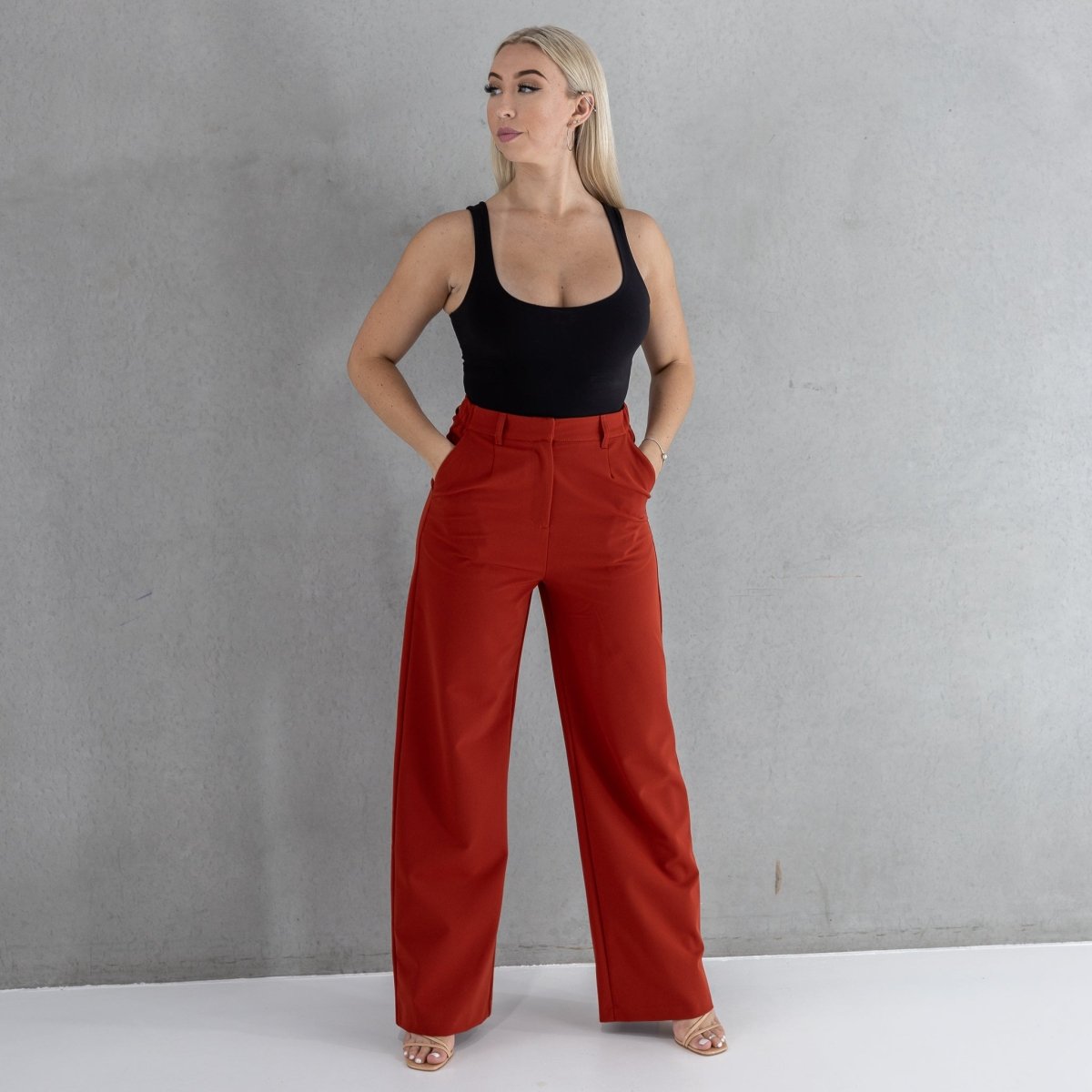 Womens Red Wide Leg Pants