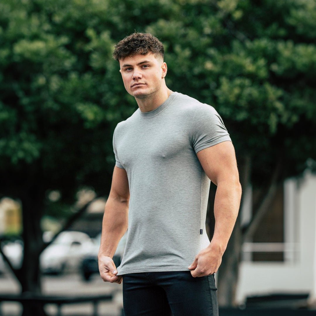 Mens Bodybuilder Grey Bamboo T-Shirt