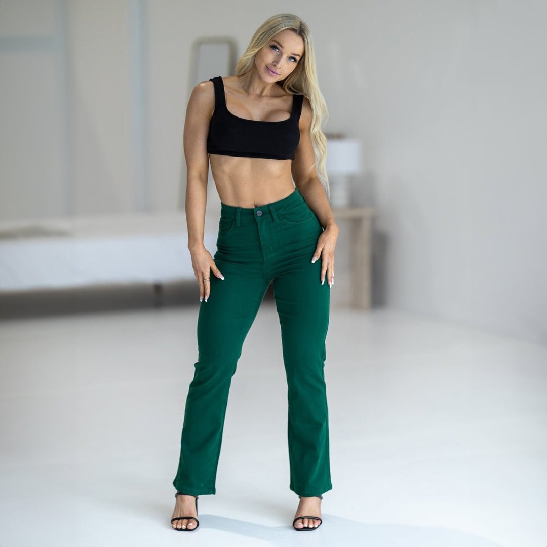 Stylish Emerald Flare Bootleg Jeans