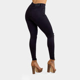 Impact High Waisted Skinny Jeans - Black Knee Rips