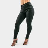 Womens Mid Rise Black Skinny Jeans